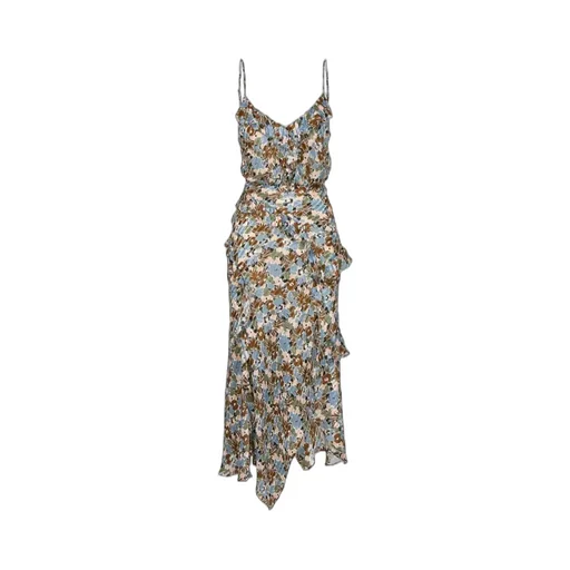 Ruffled Floral-Print Midi Dress