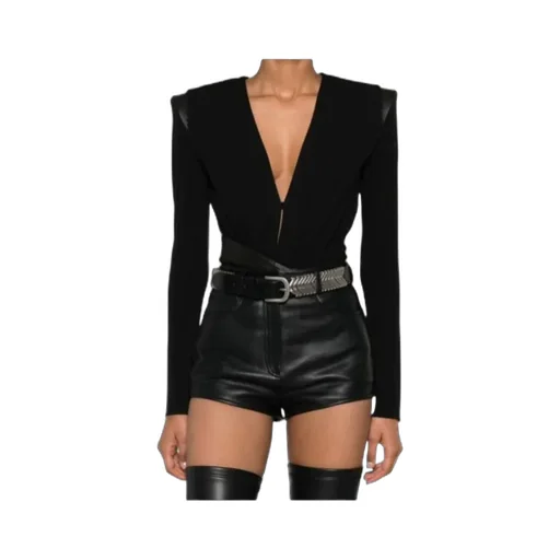 Deep V-Neck CrÊPe Bodysuit
