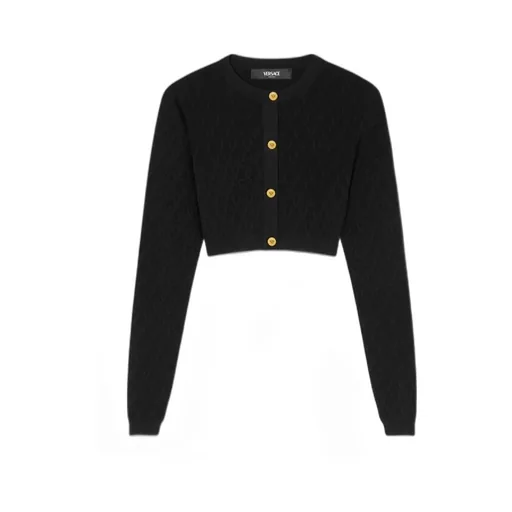 Geometric-Pattern Cropped Cardigan