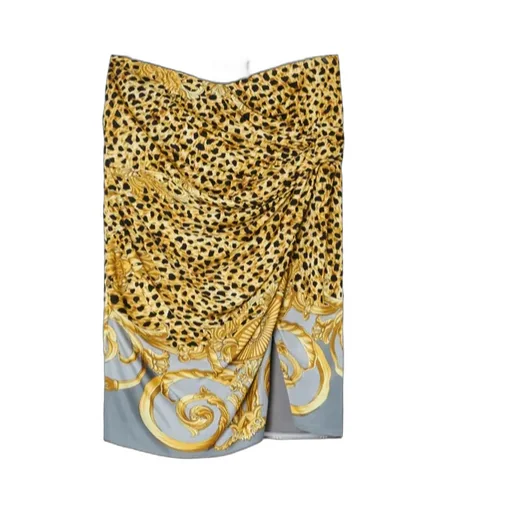 Cheetah Foulard Draped Midi Skirt