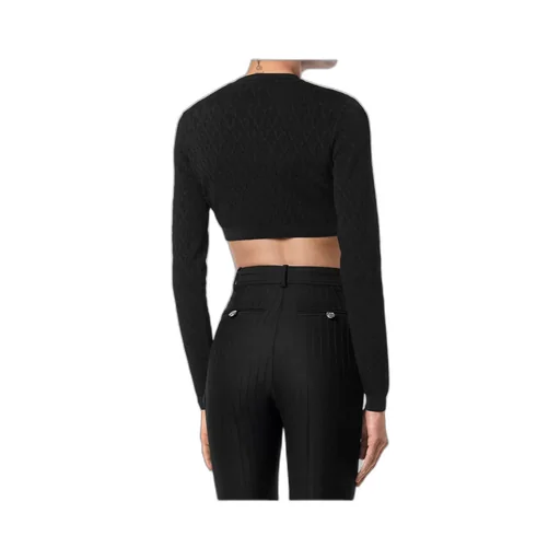 Geometric-Pattern Cropped Cardigan