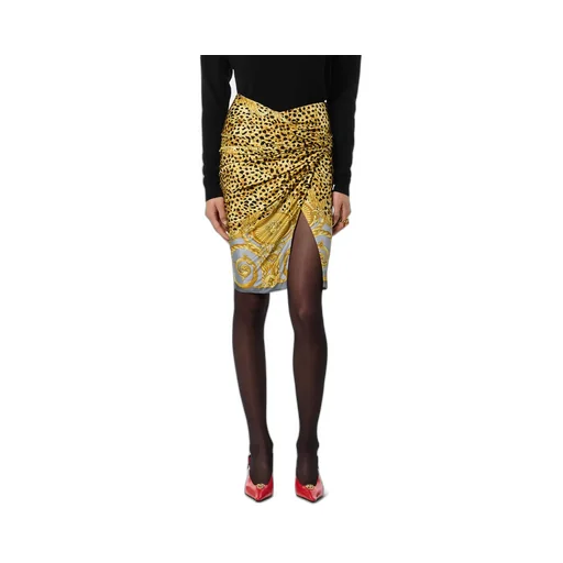 Cheetah Foulard Draped Midi Skirt