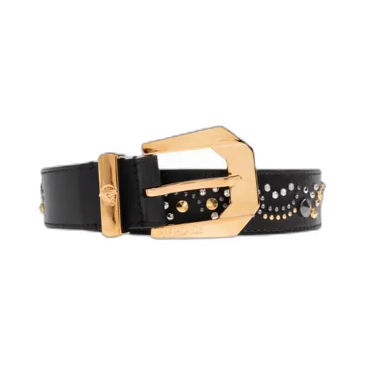 Crystal-Embellished Leather Belt