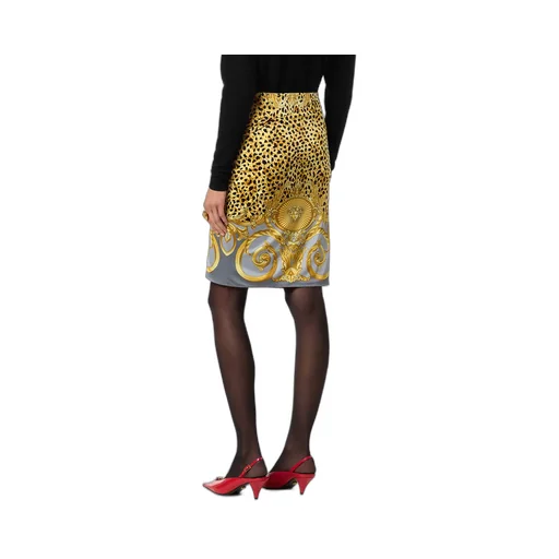 Cheetah Foulard Draped Midi Skirt