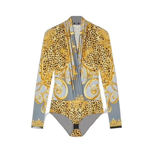 Leopard-Printed Draped Bodysuit