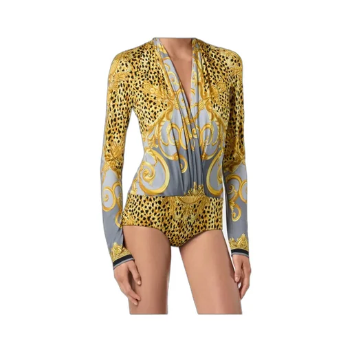 Leopard-Printed Draped Bodysuit