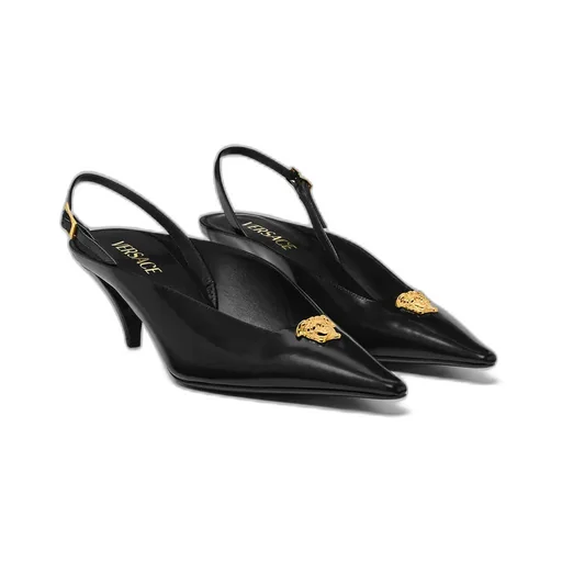 Medusa Head Pointed-Toe Slingbacks