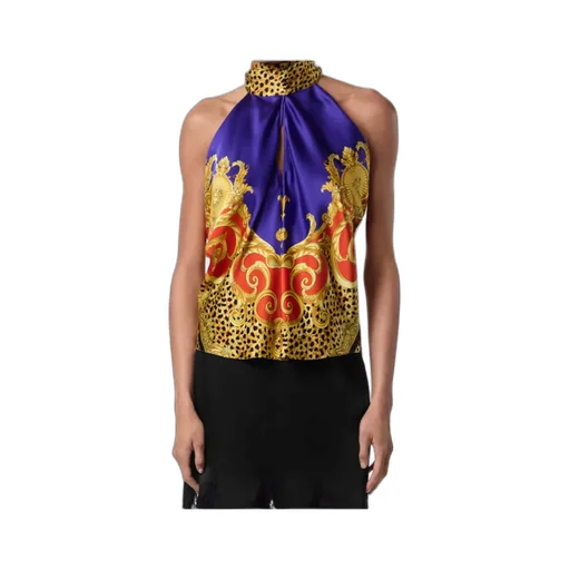 Baroque-Print Halterneck Top