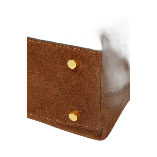 Logo-Lettering Suede Shoulder Bag