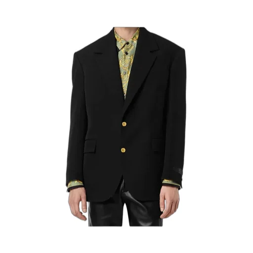 Gold-Button Wool Blazer