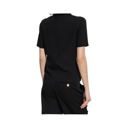 Embellished-Collar Short-Sleeve Blouse