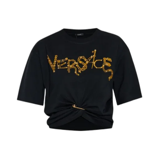 Embellished Knot-Detail T-Shirt
