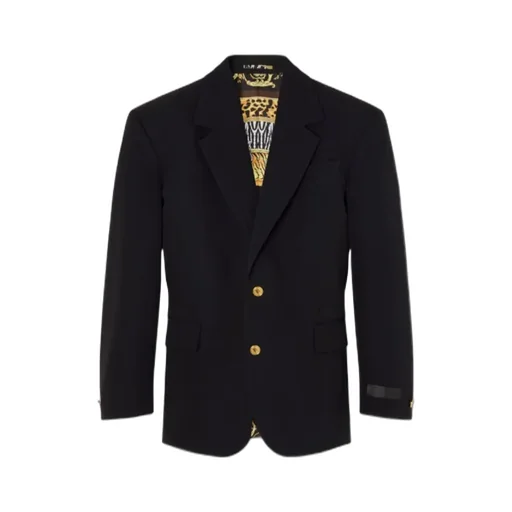 Gold-Button Wool Blazer