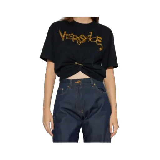 Embellished Knot-Detail T-Shirt