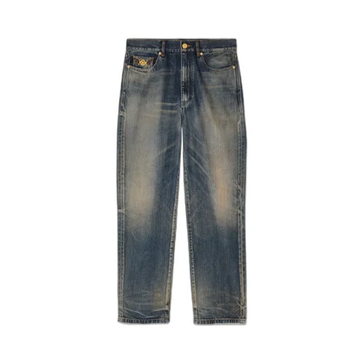Logo-Plaque Cotton Jeans