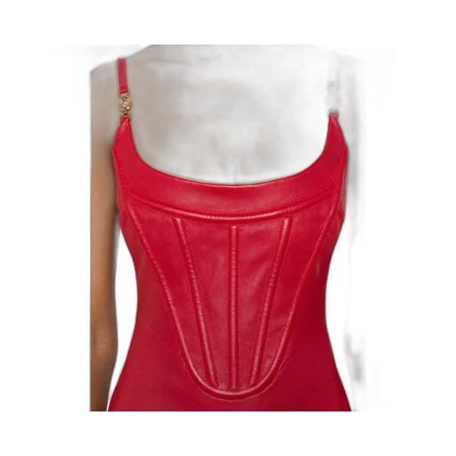 Zip-Up Sleeveless Leather Dress