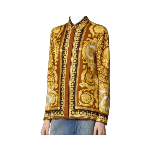 Pattern-Printed Long-Sleeved Shirt