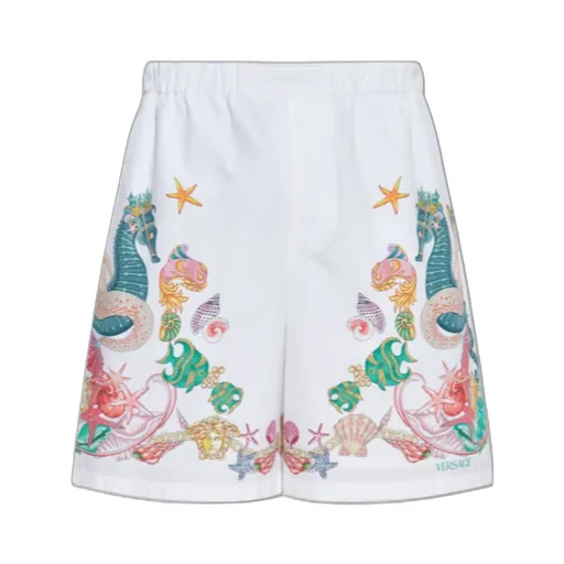 Coral Theatre Print Elastic-Waist Shorts