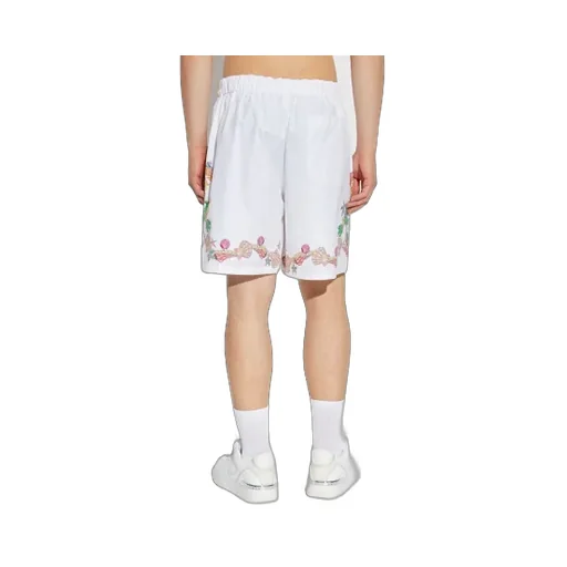 Coral Theatre Print Elastic-Waist Shorts