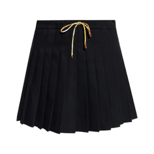 Pleated Drawstring Mini Skirt