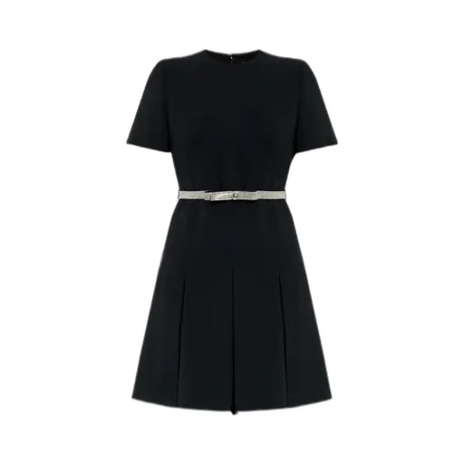 Crewneck Belted Embellished Dress