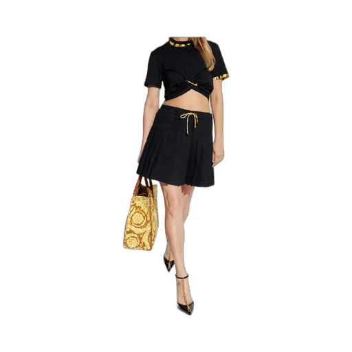 Pleated Drawstring Mini Skirt