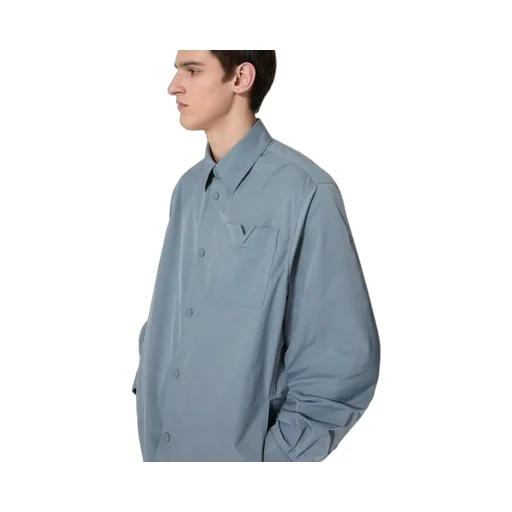 Logo Plaque Buttoned Shirt Jacket