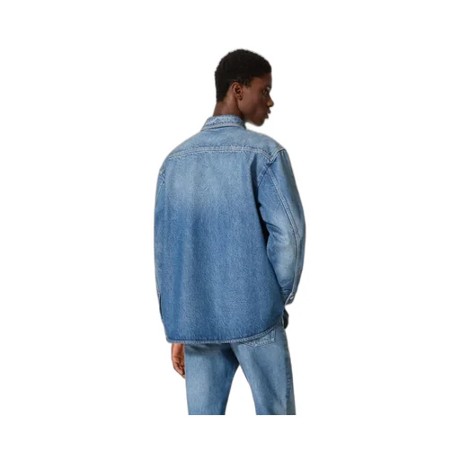 Denim Shirt With Metallic V Detail