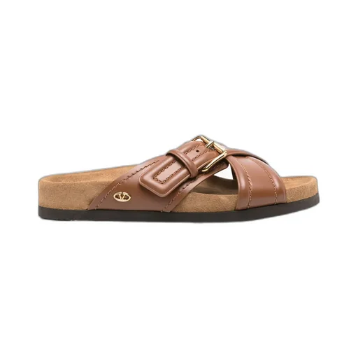 Vlogo-Plaque Leather Slides