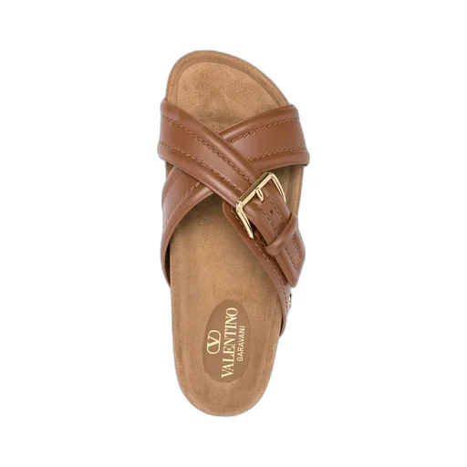 Vlogo-Plaque Leather Slides
