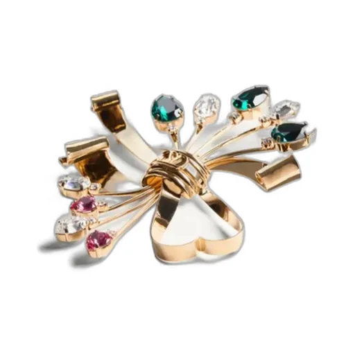 Papier Floral Brooch In Metal And Swarovski Crystals