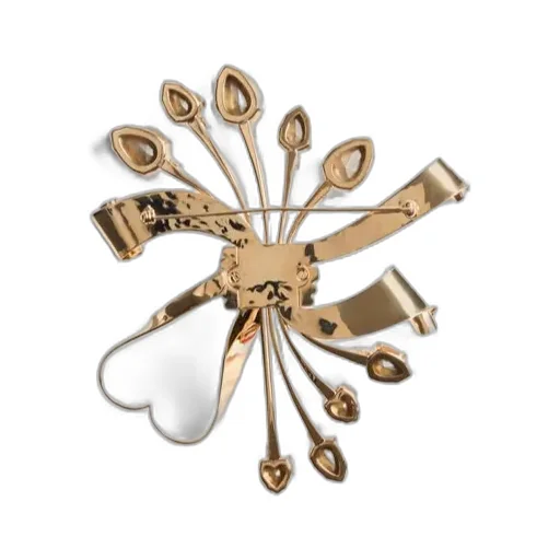 Papier Floral Brooch In Metal And Swarovski Crystals