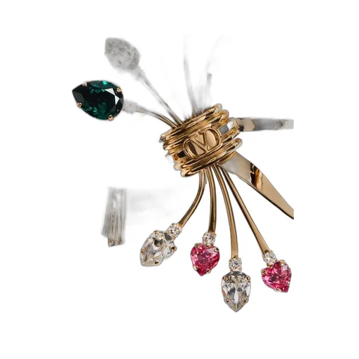 Papier Floral Brooch In Metal And Swarovski Crystals