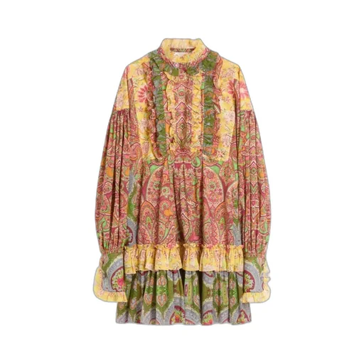 All-Over Patterned Ruffled Dress
