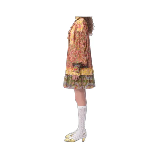 All-Over Patterned Ruffled Dress