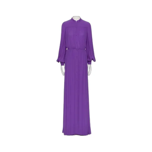 Gathered Long-Sleeved Georgette Gown