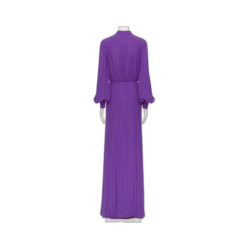 Gathered Long-Sleeved Georgette Gown