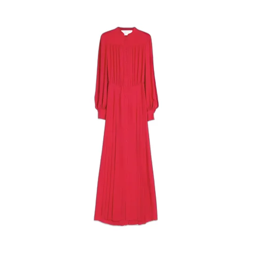 Gathered Long-Sleeved Georgette Gown