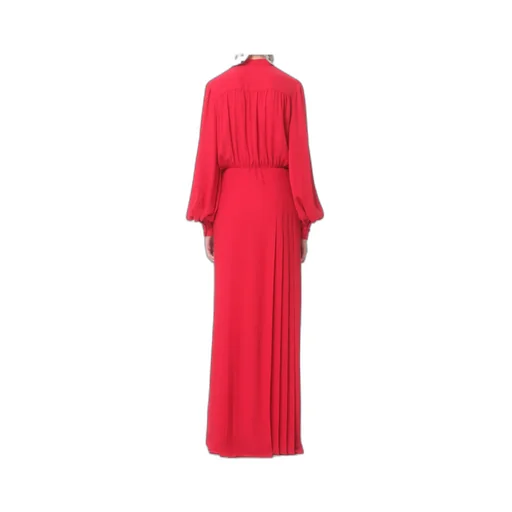 Gathered Long-Sleeved Georgette Gown