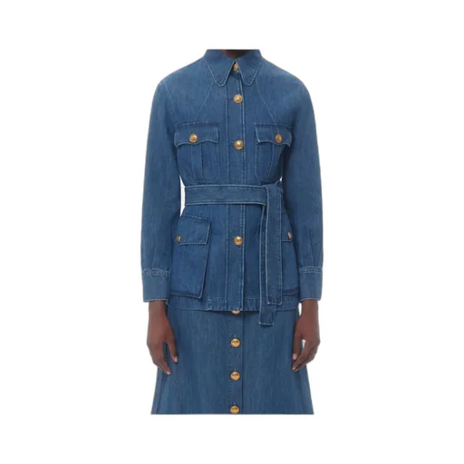 Sahariana Belted Waist Denim Jacket