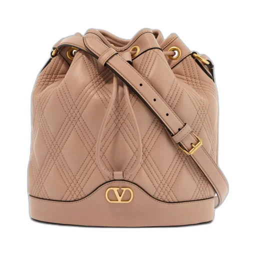 Vlogo Plaque Drawstring Quilted Shoulder Bag
