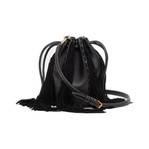 Vlogo Plaque Fringed Shoulder Bag