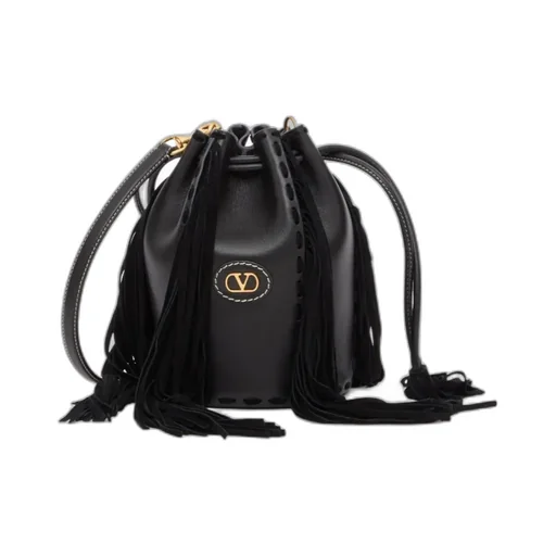 Vlogo Plaque Fringed Shoulder Bag