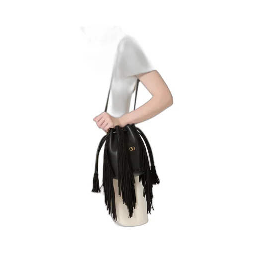 Vlogo Plaque Fringed Shoulder Bag