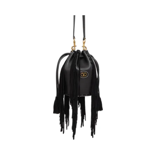 Vlogo Plaque Fringed Shoulder Bag