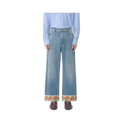 Logo Patch Wide Leg Jeans