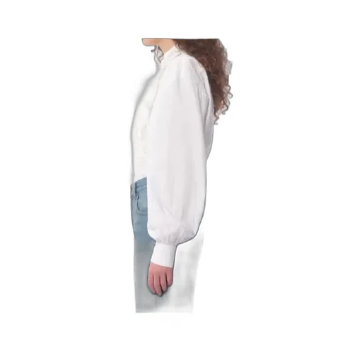 Embroidered Frilled Curved Hem Blouse