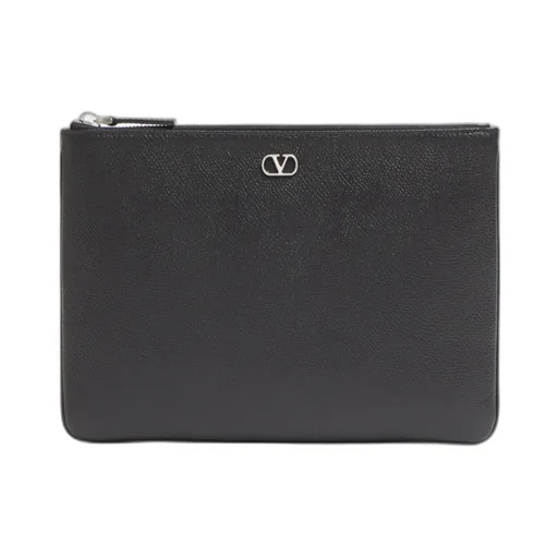 Vlogo Plaque Zip-Up Clutch Bag
