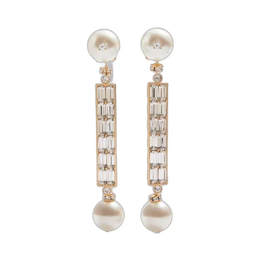 San Fin Metal Earrings With Swarovski® Crystals And Pearls