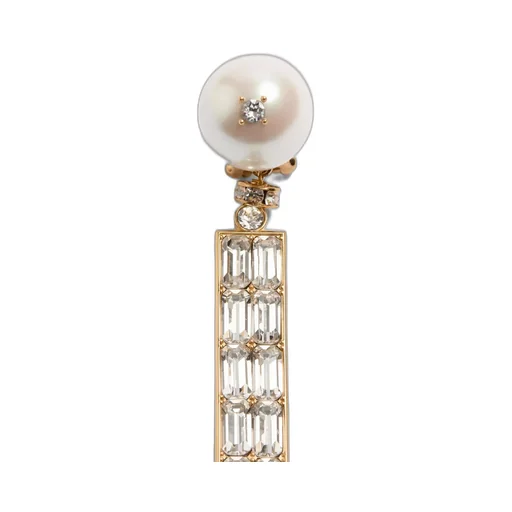 San Fin Metal Earrings With Swarovski® Crystals And Pearls